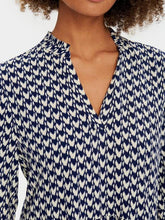 Load image into Gallery viewer, Saint Tropez Eda Patriot Blue Graphic Print Fluted Elbow Sleeve Tiered Printed Dress - Boutique on the Green