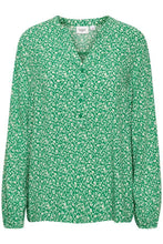 Load image into Gallery viewer, Saint Tropez Edasz Jelly Bean Ditsy Green Printed Long Sleeve Woven Shirt - Boutique on the Green