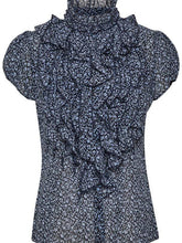 Load image into Gallery viewer, Saint Tropez Lillysz Night Sky Ditsy Floral Semi Sheer Multi Ruffle Front Button Through Woven Shirt - Boutique on the Green