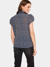 Load image into Gallery viewer, Saint Tropez Lillysz Night Sky Ditsy Floral Semi Sheer Multi Ruffle Front Button Through Woven Shirt - Boutique on the Green
