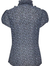 Load image into Gallery viewer, Saint Tropez Lillysz Night Sky Ditsy Floral Semi Sheer Multi Ruffle Front Button Through Woven Shirt - Boutique on the Green