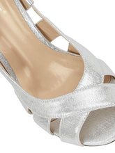 Load image into Gallery viewer, Lotus silver shimmer peep toe slingback cut out heeled shoe - Boutique on the Green