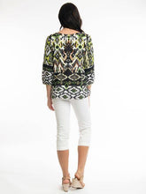 Load image into Gallery viewer, Orientique Izmir Green Printed Boho Pintuck 3/4 Sleeve Woven Blouse - Boutique on the Green