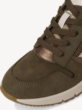 Load image into Gallery viewer, Tamaris Olive Combo Wedge Lace & Zip Up Trainer - Boutique on the Green