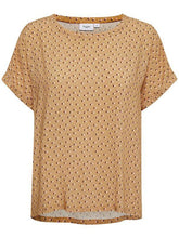 Load image into Gallery viewer, Saint Tropez tan leaf print cap sleeve woven top - Boutique on the Green