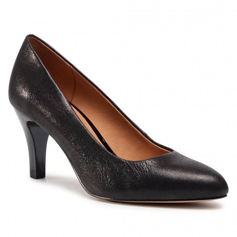 Caprice Shimmer Leather Pointed Toe Heeled Court Shoe
