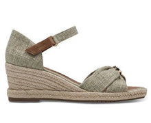 Load image into Gallery viewer, Tamaris Canvas Cross Over Open Toe Espadrille Wedge Sandal
