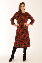 Load image into Gallery viewer, Pebble Print Knee Length Jersey Dress 3/4 Sleeve With Button Detail - Boutique on the Green 
