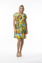 Load image into Gallery viewer, Orientique Guatemala organic cotton reversible 2-in-1 shift dress shown in natural fabric and stylish design.
