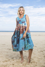 Load image into Gallery viewer, Orientique Dreamland Organic Cotton Woven Crinkle Printed Sleeveless Bubble Dress
