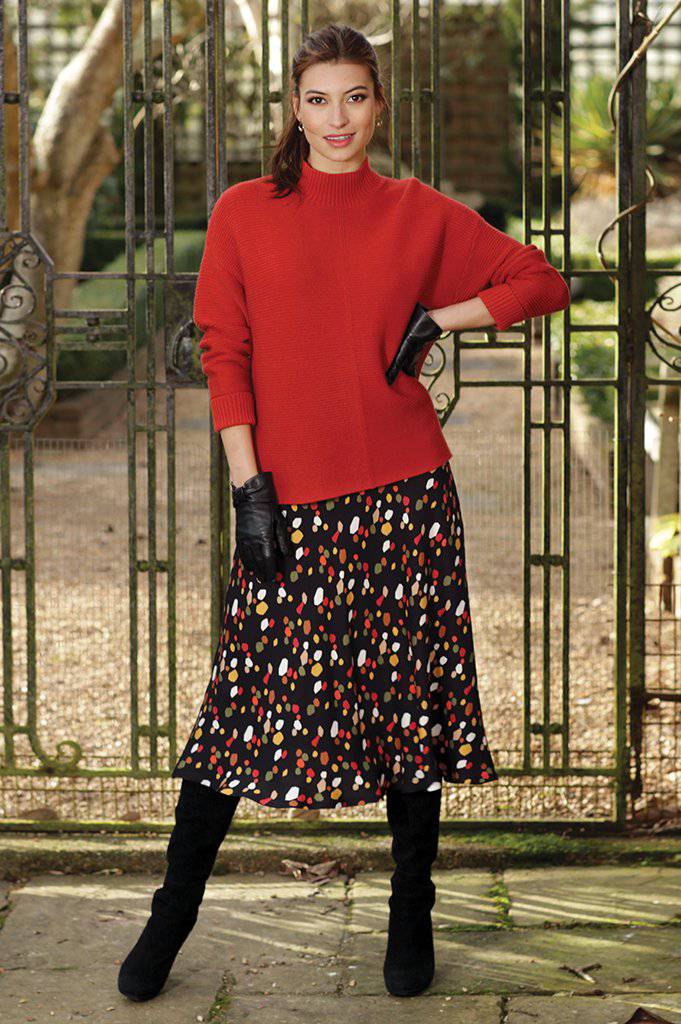 Pomodoro Multi Coloured Spot Print Woven Midi Skirt