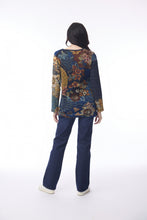 Load image into Gallery viewer, Orientique Maluka Navy Patch Textured Jersey Stretch Top 23120
