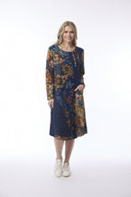 Load image into Gallery viewer, Orientique Maluka Navy Patch Dress Jersey Stretch Tunic Dress 21470
