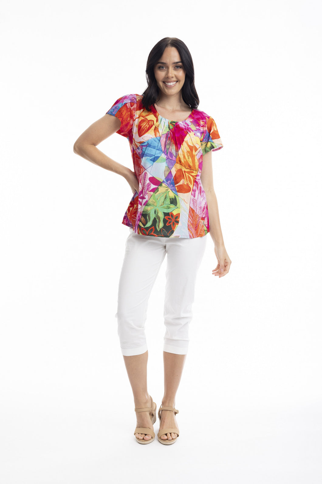 Orientique Jozani All Over Pleated Front Woven Top