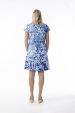 Load image into Gallery viewer, Orientique Okayama organic cotton patch shift dress, lightweight and comfortable, with colorful patchwork design and short sleeves.
