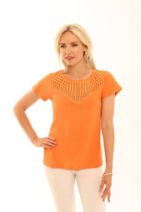 Pomodoro cotton jersey slub cut out front t-shirt - Boutique on the Green 