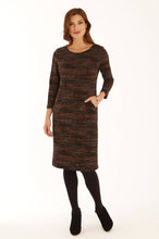 Load image into Gallery viewer, Pomodoro Aztec Stripe Jacquard Jersey Knee Length Dress
