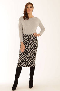 Pomodoro Zebra Jacquard Jersey Stretch Midi Skirt