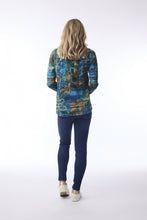 Load image into Gallery viewer, Orientique Contemporary Batik Blue Multi Pure Cotton Jersey T-Shirt
