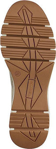 Sznurowane buty sportowe Tamaris w kolorze kości słoniowej i złotego brokatu z metalowymi wykończeniami