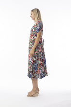 Load image into Gallery viewer, Orientique Buzios Print Crinkle Short Sleeve Godet Midi Dress 30210 - Boutique on the Green 
