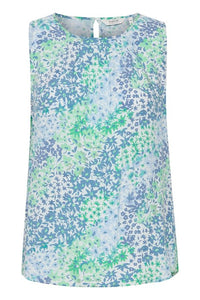 BYoung Joella Printed Woven Sleeveless Shell Top With Round Neck & Front Pleats - Boutique on the Green 