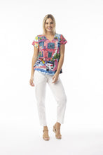 Load image into Gallery viewer, Orientique Scooter Printed Contemporary V Neck Short Sleeve Organic Cotton Jersey T-Shirt 23098S - Boutique on the Green 
