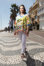 Load image into Gallery viewer, Orientique Amalfi Printed V Neck Oversized Woven Blouse 32444 - Boutique on the Green 
