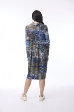 Load image into Gallery viewer, Orientique Isfahan Blue Cowl Neck Stretch Jersey Bubble Dress 31049
