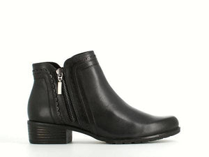 Caprice Double Zip Leather Scalloped Edge Heeled Ankle Boot