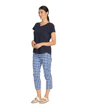 Load image into Gallery viewer, Foil Signature Fuss Free Printed Capri 7/8 Stretch Trapeze Trousers in block pattern, showcasing stylish and comfortable women's trousers.
