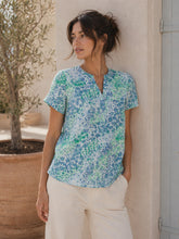 Load image into Gallery viewer, BYoung Joella Printed Mandarin Collar Open Front Short Sleeve Tunic Blouse
