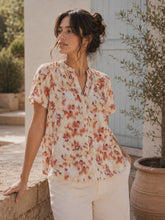 Load image into Gallery viewer, BYoung Joella Printed Mandarin Collar Open Front Short Sleeve Tunic Blouse
