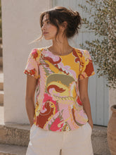 Load image into Gallery viewer, B Young Joella Short Sleeve Spun Viscose Woven Top With Back Pleat Detail
