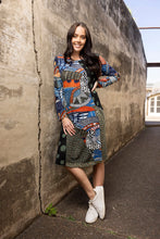 Load image into Gallery viewer, Orientique Bohemian Rhapsody Patch A-Line Long Sleeve Jersey Dress 20075 - Boutique on the Green 
