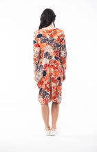 Load image into Gallery viewer, Orientique Brontes Indigo &amp; Rust Mix Pure Cotton Jersey 3/4 Sleeve Panel Bubble Dress - Boutique on the Green 
