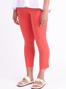 Foil Signature Fuss Free Plain Capri 7/8 Stretch Trapeze Trousers - Papaya - Boutique on the Green 
