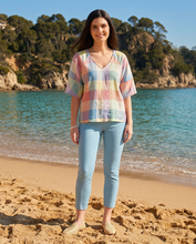 Load image into Gallery viewer, Foil Signature 7/8 plain coloured pull-on trousers in mineral, featuring smooth fabric and a comfortable fit, shown in a photography setting.
