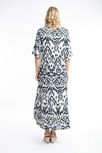 Orientique Izmir Green Printed Elbow Bell Sleeve Viscose Woven Maxi Dress - Boutique on the Green 