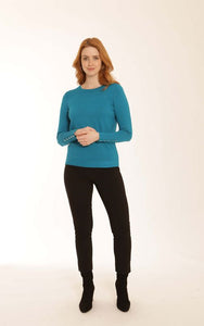 Pomodoro Fine Knit Round Neck Button Detailed Jumper - Boutique on the Green 