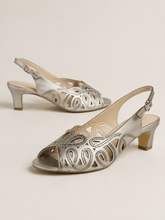 Load image into Gallery viewer, Lotus Marianna Cornelli Detailed Peep Toe Kitten Heel Slingback Shoe
