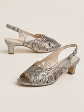 Load image into Gallery viewer, Lotus Marianna Cornelli Detailed Peep Toe Kitten Heel Slingback Shoe
