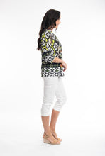 Load image into Gallery viewer, Orientique Izmir Green Printed Boho Pintuck 3/4 Sleeve Woven Blouse - Boutique on the Green 
