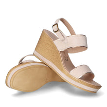 Load image into Gallery viewer, Marco Tozzi Rose Leather Wedge With Shimmer Elasticated Front Strap - Boutique on the Green 
