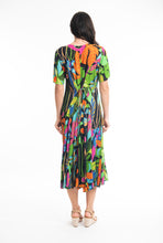 Load image into Gallery viewer, Orientique Niccosia Print Crinkled Short Sleeve Godet Midi Dress - Boutique on the Green 
