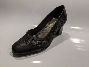 Shimmer textured black mid heel court shoe - Boutique on the Green 