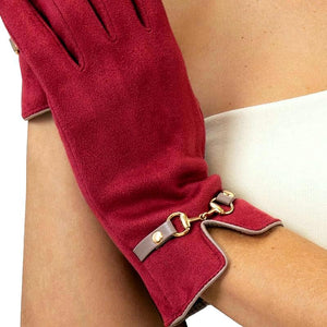 Powder Faux Suede Kylie Gloves - Ruby - Boutique on the Green 