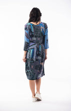 Load image into Gallery viewer, Orientique Italy Blue Mix Pure Cotton Jersey 3/4 Sleeve Panel Bubble Dress - Boutique on the Green 
