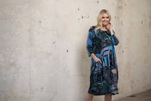 Load image into Gallery viewer, Orientique Italy Blue Mix Pure Cotton Jersey 3/4 Sleeve Panel Bubble Dress - Boutique on the Green 
