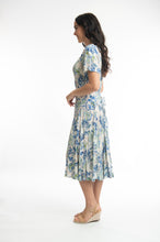 Load image into Gallery viewer, Orientique Rhodes Print Crinkled Short Sleeve Godet Midi Dress - Boutique on the Green 
